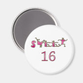16 . Geburtstag Pink Magnet (Vorderseite/Rückseite)