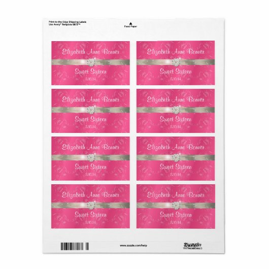 16 . Geburtstag Pink mit Perlen Wasser Flaschen Et (Vorne)