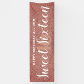 16 . Geburtstag Pink Rose Gold Glitzer Personalisi Banner (Vertikal)