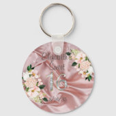 16 . Geburtstag Pink Satin Blume Gastgeschenk Schlüsselanhänger (Vorderseite)
