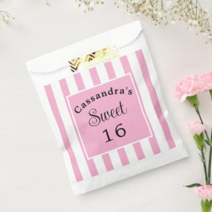 16 . Geburtstag Pink Stripe Classic Chic Geschenktütchen