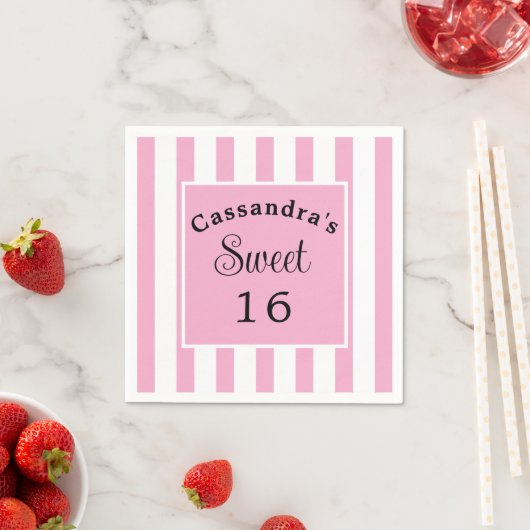 16 . Geburtstag Pink Stripe Classic Chic Serviette (Beispiel)
