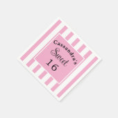 16 . Geburtstag Pink Stripe Classic Chic Serviette (Ecke)