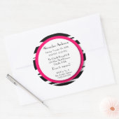 16 . Geburtstag Pink Zebra Lollipop Einladung Back Runder Aufkleber (Umschlag)