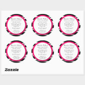 16 . Geburtstag Pink Zebra Lollipop Einladung Back Runder Aufkleber (Blatt)