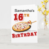 16. Geburtstag Pizza Party Karte (Gelbe Blume)