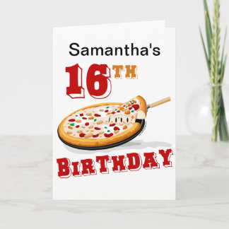 16. Geburtstag Pizza Party Karte