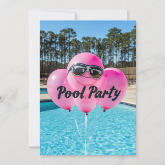 16 . Geburtstag Pool Party Rosa Balloons Einladung
