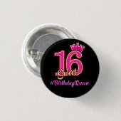 16 . Geburtstag Princess Crown, 16. Geburtstagskön Button (Vorne & Hinten)