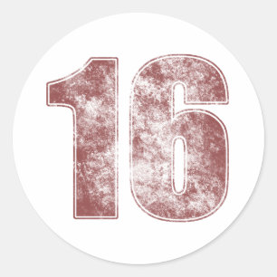 16. Geburtstag Red Grunge Runder Aufkleber