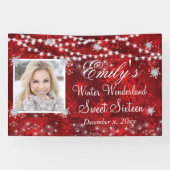 16 . Geburtstag Red White Winter Wonderland Lights Banner (Horizontal)