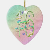 16. Geburtstag Regenbogen Keepake Herz Ornament (Rechts)