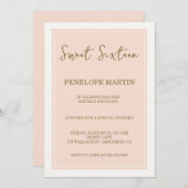 16 . Geburtstag Romantischer Glamour - Lachsrosa Einladung (Vorne/Hinten)