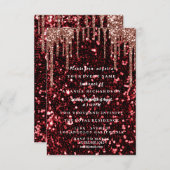 16 . Geburtstag Rose Blumendress Glitzer Tropfen R Einladung (Vorne/Hinten)