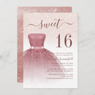 16. Geburtstag Rose Gold Glam Sechzehn Geburtstag Einladung