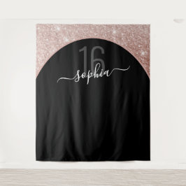 16. Geburtstag Rose Gold Glitzer Arch Personalisie Wandteppich