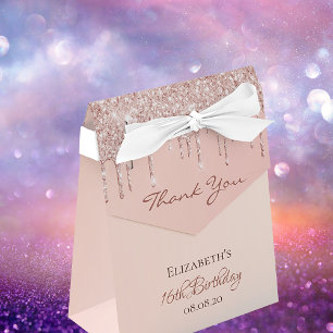 16. Geburtstag Rose Gold Glitzer Glam Vielen Dank Geschenkschachtel