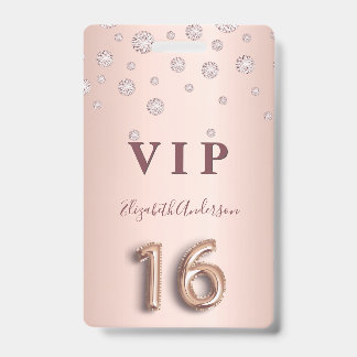 16. Geburtstag Rose Gold rosa Diamanten Ballon Sch Ausweis