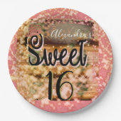 16 . Geburtstag Rose Gold Rustikal Pappteller (Vorderseite)