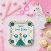 16 . Geburtstag Rote Haare Prinzessin Aquamarin Pappteller (Party)