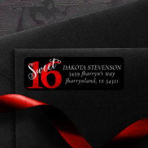 16. Geburtstag | Rote Imitate Glitzer Rücksendeadr