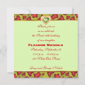 16 . Geburtstag Rotes Olivenbaumblätterherz Einladung (Rückseite)