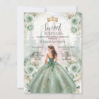 16 . Geburtstag Sage Green Princess Blumenburg Einladung