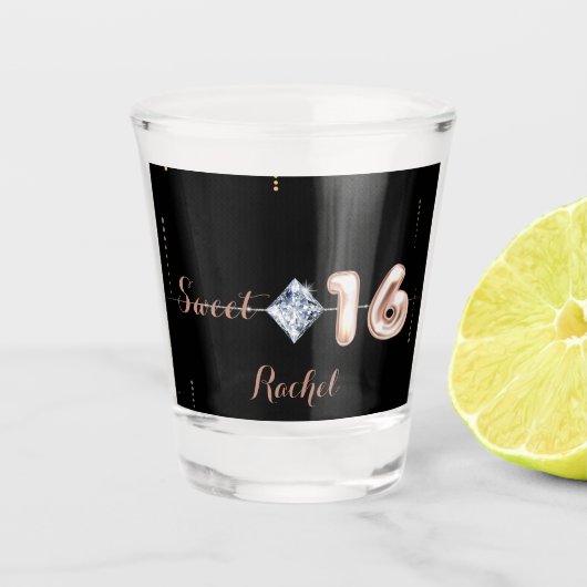 16 . Geburtstag-Schiebeglas Schnapsglas (Vorderseite)