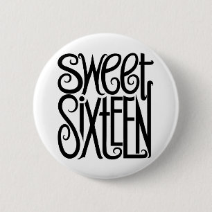 16 . Geburtstag-Schwarz-Button Button