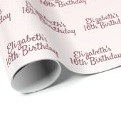 16. Geburtstag Schwarze Rose Goldname Geschenkpapier (Rolleneckpunkt)