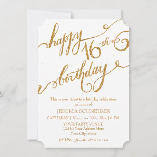 16 . Geburtstag Sechzehntes Geburtstagsparty-Ticke Einladung