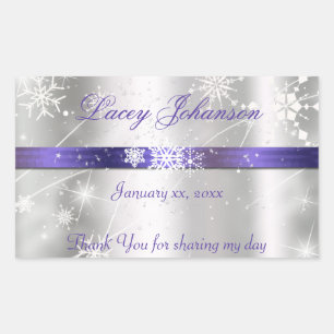 16 . Geburtstag, Silber und Lila Wasser/Weinflasch Rechteckiger Aufkleber