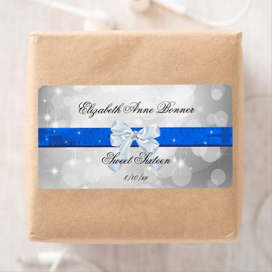 16 . Geburtstag, Silver, Blue, Imitate Satin (Insitu)