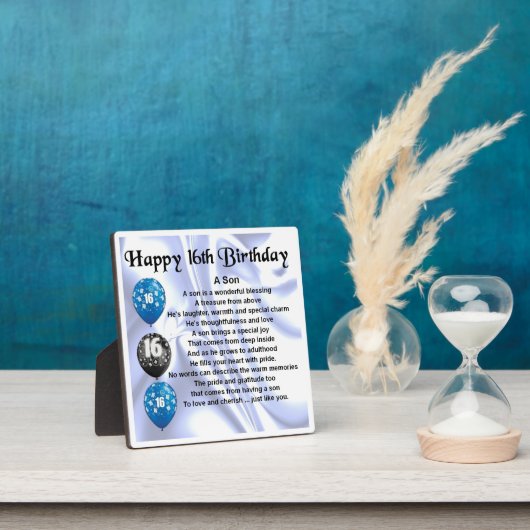 16. Geburtstag Son Poem Plaque Fotoplatte (InSitu)