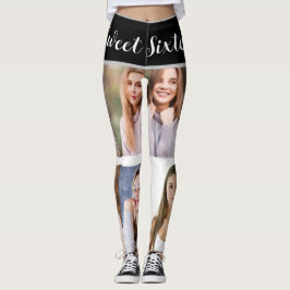 16 . Geburtstag Sparkle: Custom Foto Collage Leggi Leggings