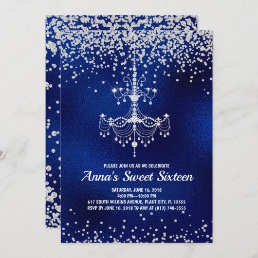 16 . Geburtstag Sparkle Einladungen (Vorne/Hinten)