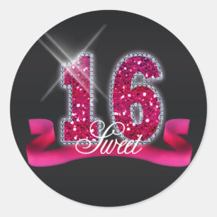 16 . Geburtstag Sparkle Pink ID117 Runder Aufkleber