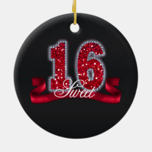 16 . Geburtstag Sparkle Red ID242 Keramik Ornament
