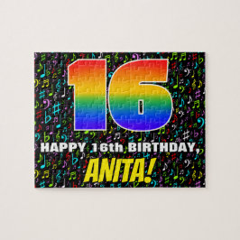 16. Geburtstag — Spaß, farbenfrohe Musiksymbole &  Puzzle