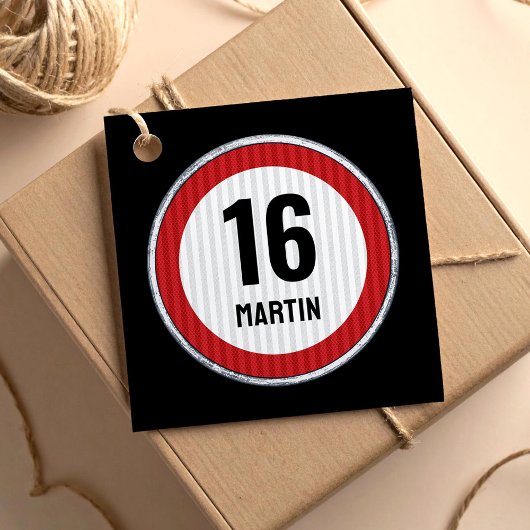 16. Geburtstag Speed Sign Geschenkanhänger