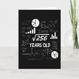 16. Geburtstag Square Root Mathe 16 Jahre alt Tag Karte