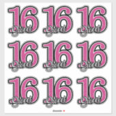 16 . Geburtstag Stickers Aufkleber (Blatt)