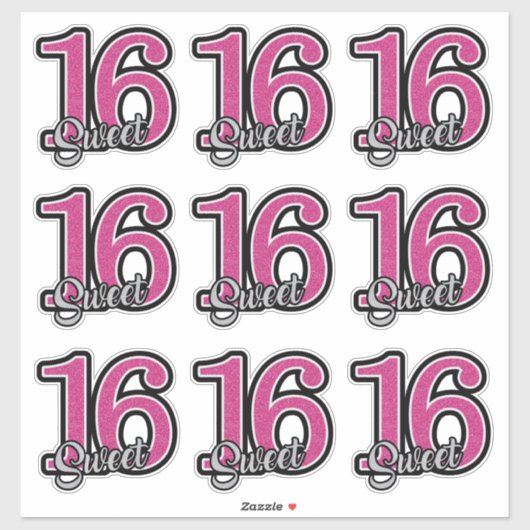 16 . Geburtstag Stickers Aufkleber (Blatt)
