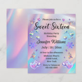 16 . Geburtstag stilvolle holografische Einladung (Vorne/Hinten)