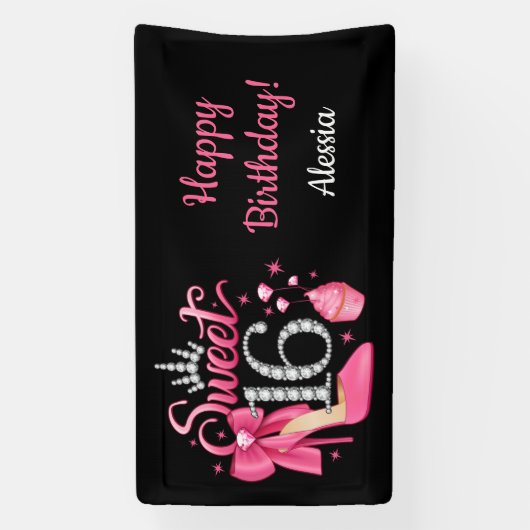 16. Geburtstag Süße 16 Mädchen Banner (Vertikal)