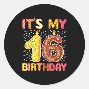16. Geburtstag süße Donu Runder Aufkleber