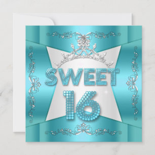 16 . Geburtstag Sweet 16 Aquamarin Blue Silver Tia Einladung