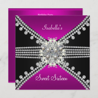 16 . Geburtstag Sweet 16 Butterfly Hot Pink Black Einladung