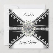 16 . Geburtstag Sweet 16 Butterfly Schwarz-weiß Einladung (Vorderseite)