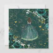 16. Geburtstag Sweet 16 Emerald Green Floral Invit Einladung (Rückseite)